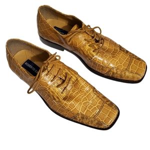 Roberto Chillini Mens Butterscotch Reptile Embossed Casual Dress Shoes 8